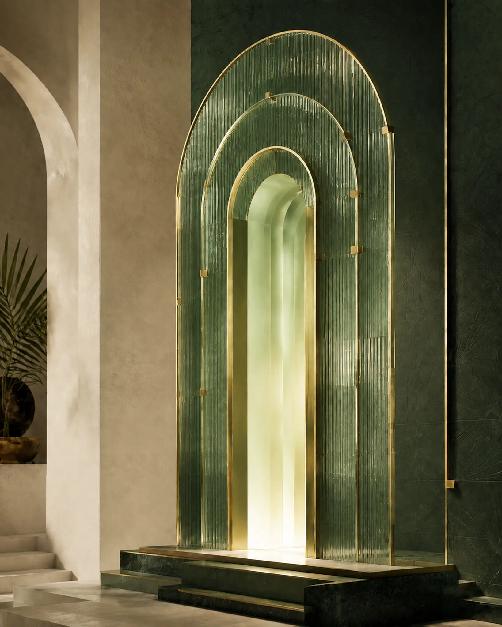 Groene en gouden Art Deco digitale poort